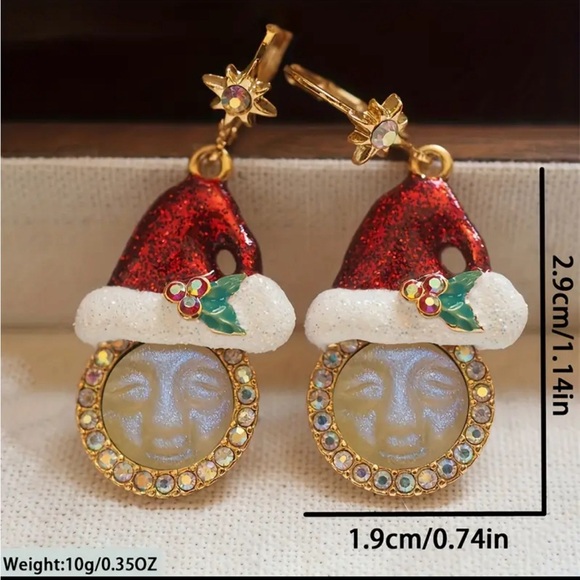 Kirks Folly Iced Moon Christmas Earrings - Picture 4 of 4